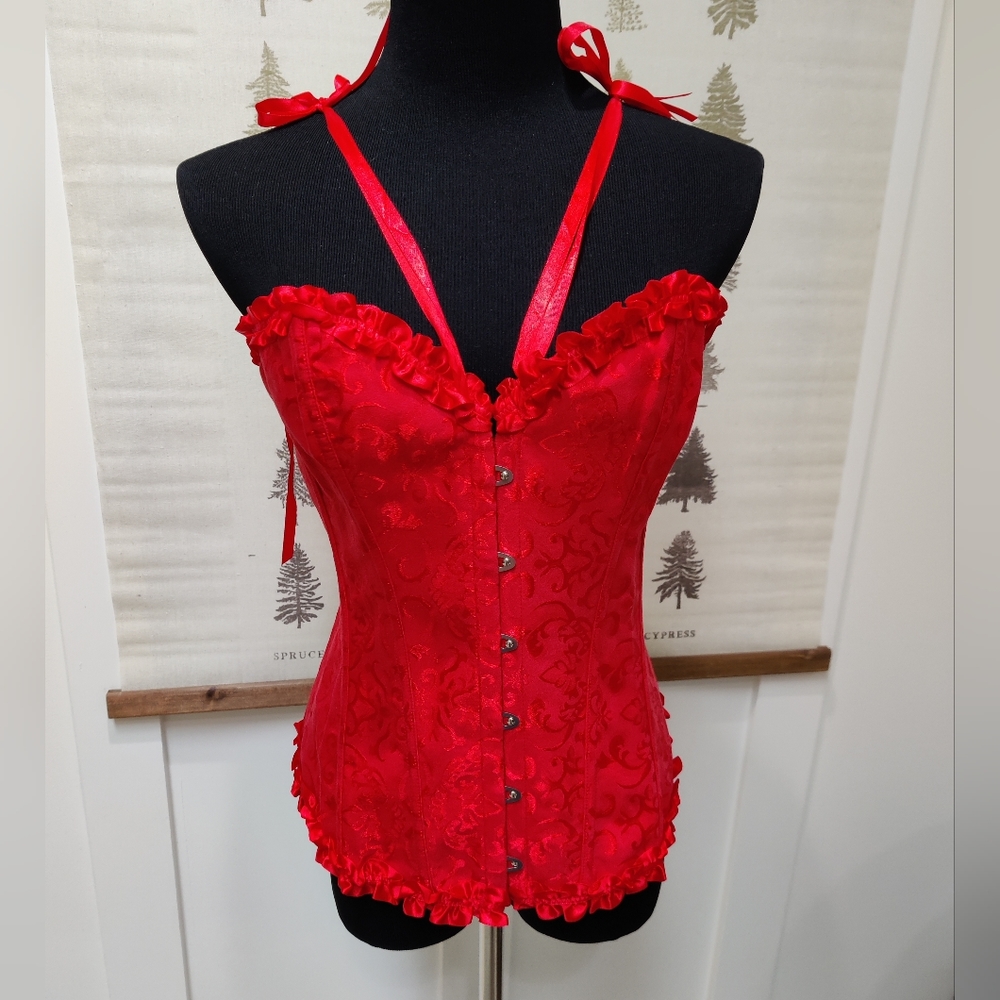 Red Satin Vintage Style Corset - LG